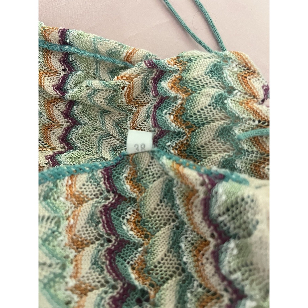 Missoni M Knit CONVERTIBLE Top Skirt Dress Zigzag Chevron Teal Purple Sz 2 IT 38 - Picture 11 of 16
